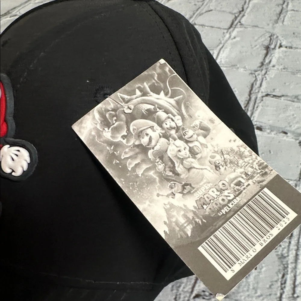 Super Mario Baseball Cap Hat Black with Piranha Plant Patch Adjustable Back NEW - Picture 12 of 15